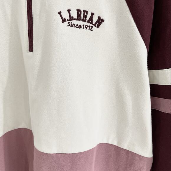 LL Bean Women's 1912 Sweatshirt Quarter-Zip Colorblock Pink Maroon Size 2X - Picture 2 of 4